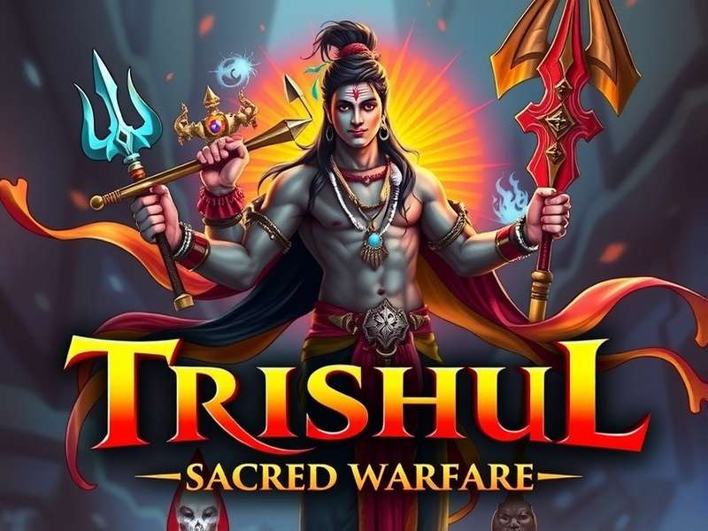 Trishul Sacred Warfare game cover featuring Lord Shiva with Trishula